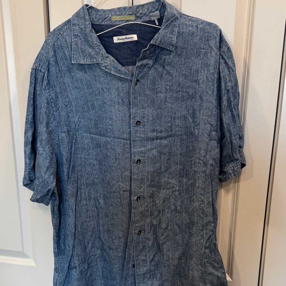 Tommy Bahama Textured Denim Blue Shirt